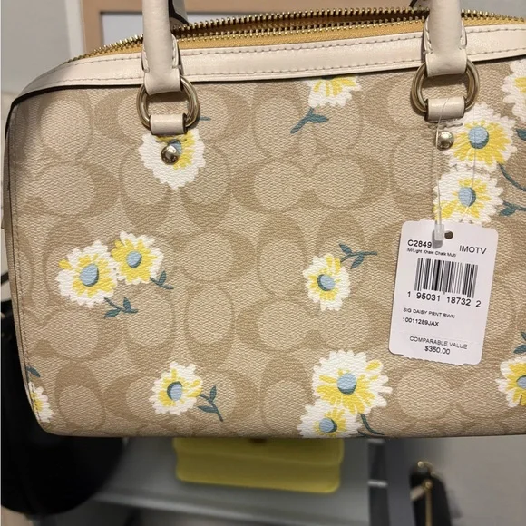 Coach Beige and Yellow Floral Satchel - Picture 2 of 4